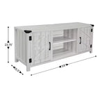 59 Zoll Scheunentor-TV-Ständer für Fernseher bis 65 Zoll, verstellbare Ablage, 4 Kabelmanagement-Anschlüsse