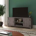 59 Zoll Scheunentor-TV-Ständer für Fernseher bis 65 Zoll, verstellbare Ablage, 4 Kabelmanagement-Anschlüsse