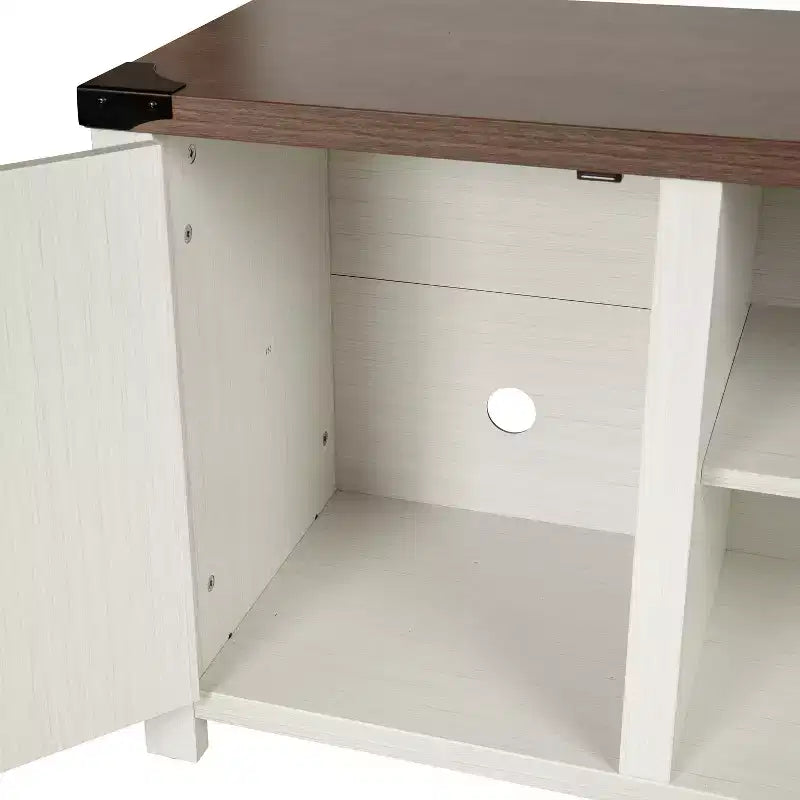 59 Zoll Scheunentor-TV-Ständer für Fernseher bis 65 Zoll, verstellbare Ablage, 4 Kabelmanagement-Anschlüsse