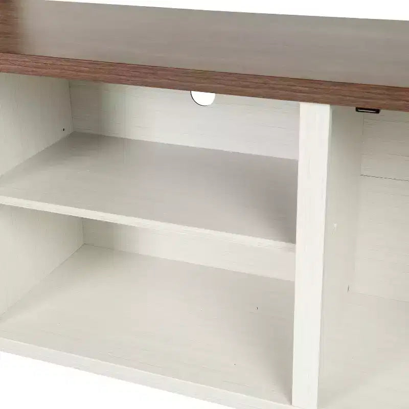 59 Zoll Scheunentor-TV-Ständer für Fernseher bis 65 Zoll, verstellbare Ablage, 4 Kabelmanagement-Anschlüsse