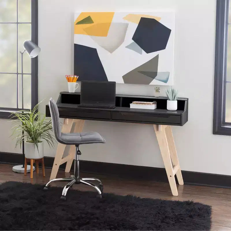 2-Schubladen Moderner Schreibtisch, Klare Linien, Home Office & Arbeitszimmer, Montage durch Erwachsene erforderlich