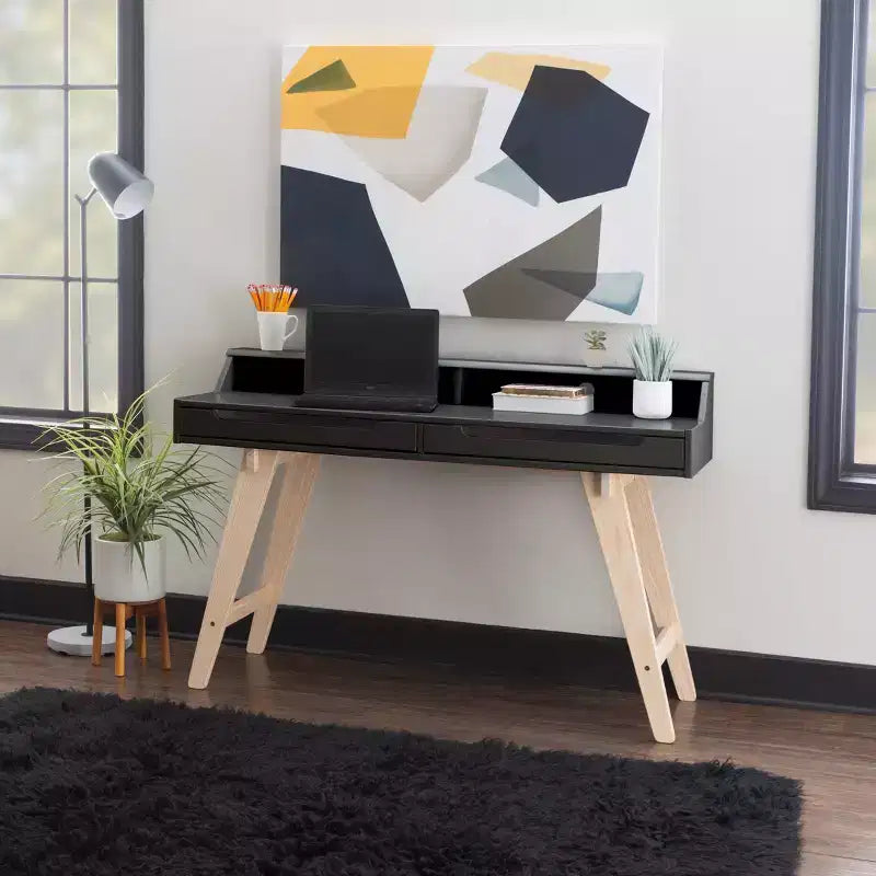 2-Schubladen Moderner Schreibtisch, Klare Linien, Home Office & Arbeitszimmer, Montage durch Erwachsene erforderlich