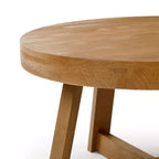 36 Zoll runder Couchtisch aus Massivholz im Bauernhaus-Stil für das Wohnzimmer, klassische Naturholz-Oberfläche