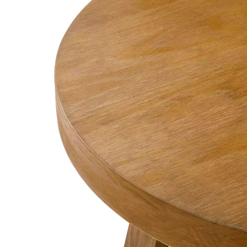 36 Zoll runder Couchtisch aus Massivholz im Bauernhaus-Stil für das Wohnzimmer, klassische Naturholz-Oberfläche