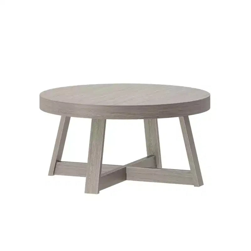 36 Zoll runder Couchtisch aus Massivholz im Bauernhaus-Stil für das Wohnzimmer, klassische Naturholz-Oberfläche