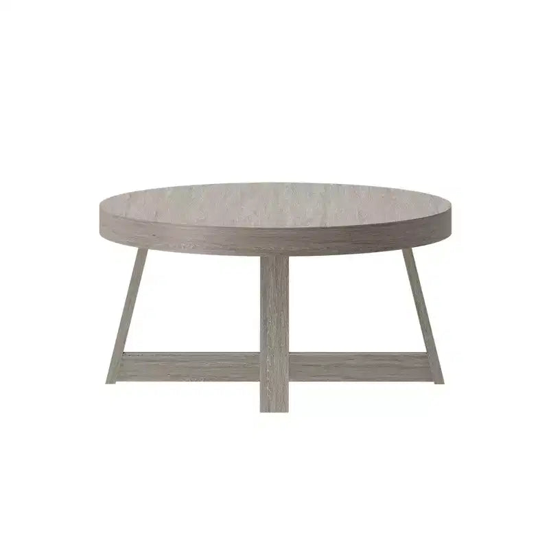 36 Zoll runder Couchtisch aus Massivholz im Bauernhaus-Stil für das Wohnzimmer, klassische Naturholz-Oberfläche