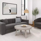 36 Zoll runder Couchtisch aus Massivholz im Bauernhaus-Stil für das Wohnzimmer, klassische Naturholz-Oberfläche