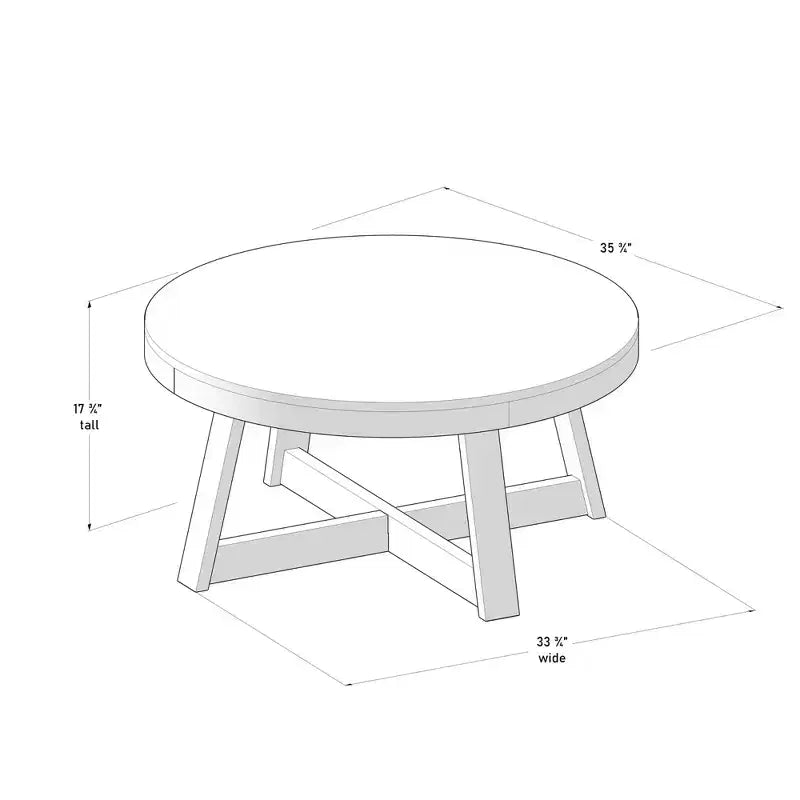 36 Zoll runder Couchtisch aus Massivholz im Bauernhaus-Stil für das Wohnzimmer, klassische Naturholz-Oberfläche