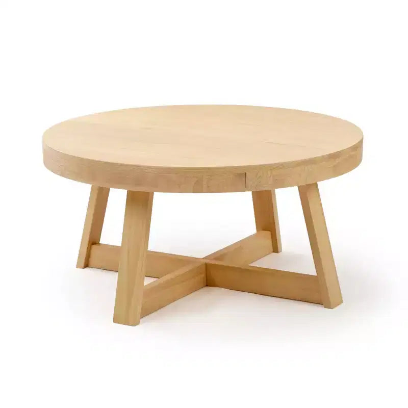 36 Zoll runder Couchtisch aus Massivholz im Bauernhaus-Stil für das Wohnzimmer, klassische Naturholz-Oberfläche