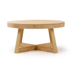 36 Zoll runder Couchtisch aus Massivholz im Bauernhaus-Stil für das Wohnzimmer, klassische Naturholz-Oberfläche