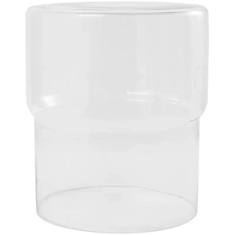 Moderner Beistelltisch aus Glas, klare Tischplatte aus gehärtetem Glas, schlankes Metallgestell, Wohnzimmer