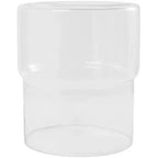 Moderner Beistelltisch aus Glas, klare Tischplatte aus gehärtetem Glas, schlankes Metallgestell, Wohnzimmer