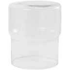 Moderner Beistelltisch aus Glas, klare Tischplatte aus gehärtetem Glas, schlankes Metallgestell, Wohnzimmer