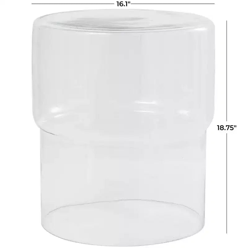 Moderner Beistelltisch aus Glas, klare Tischplatte aus gehärtetem Glas, schlankes Metallgestell, Wohnzimmer