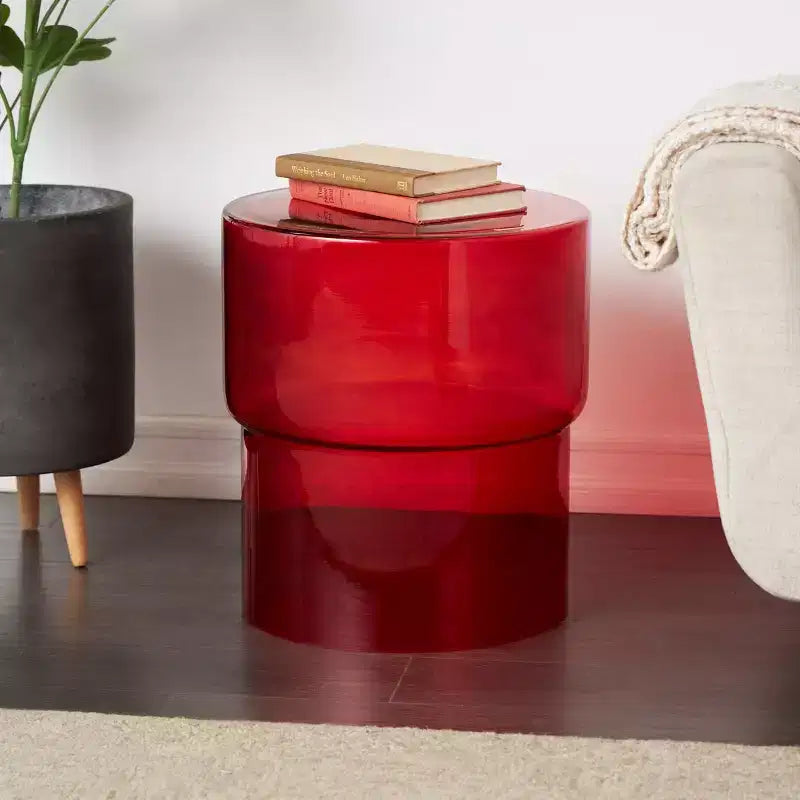 Moderner Beistelltisch aus Glas, klare Tischplatte aus gehärtetem Glas, schlankes Metallgestell, Wohnzimmer