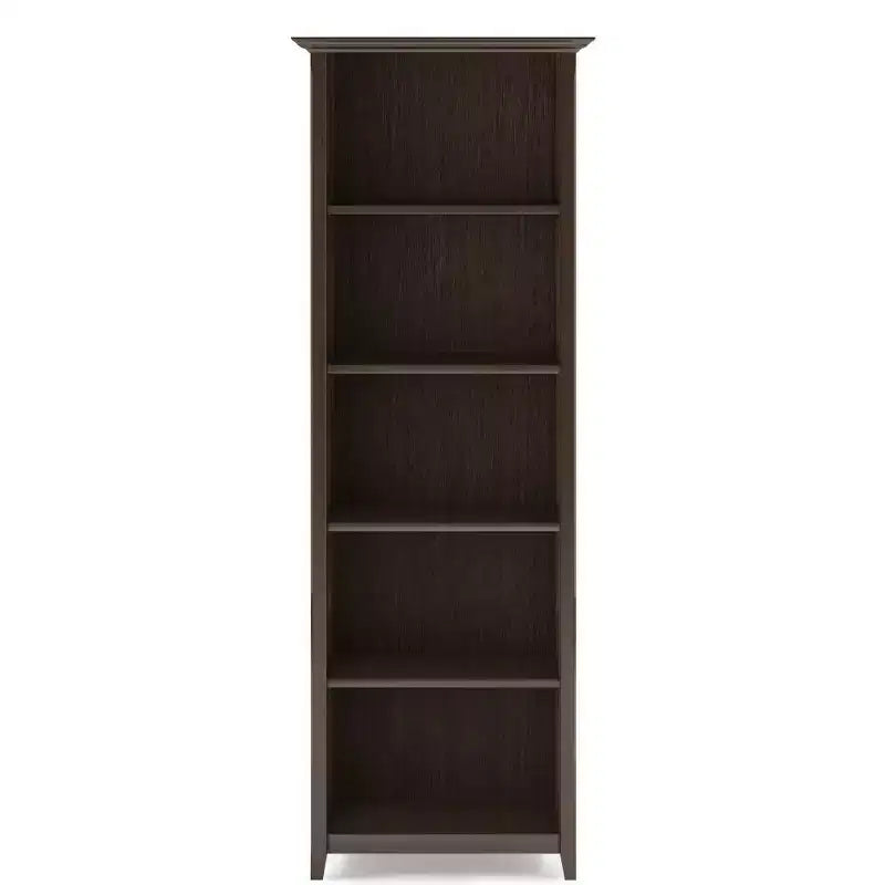 218 cm hohes 5-Regal-Bücherregal, klassischer Holzstil, Stauraum für Wohnzimmer und Heimbüro