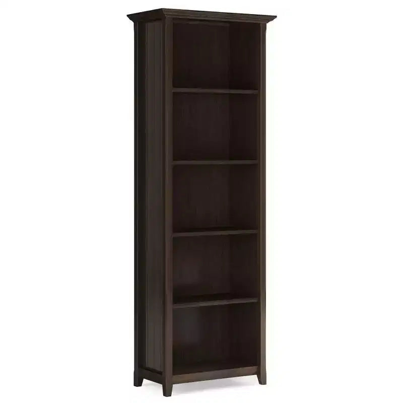 218 cm hohes 5-Regal-Bücherregal, klassischer Holzstil, Stauraum für Wohnzimmer und Heimbüro