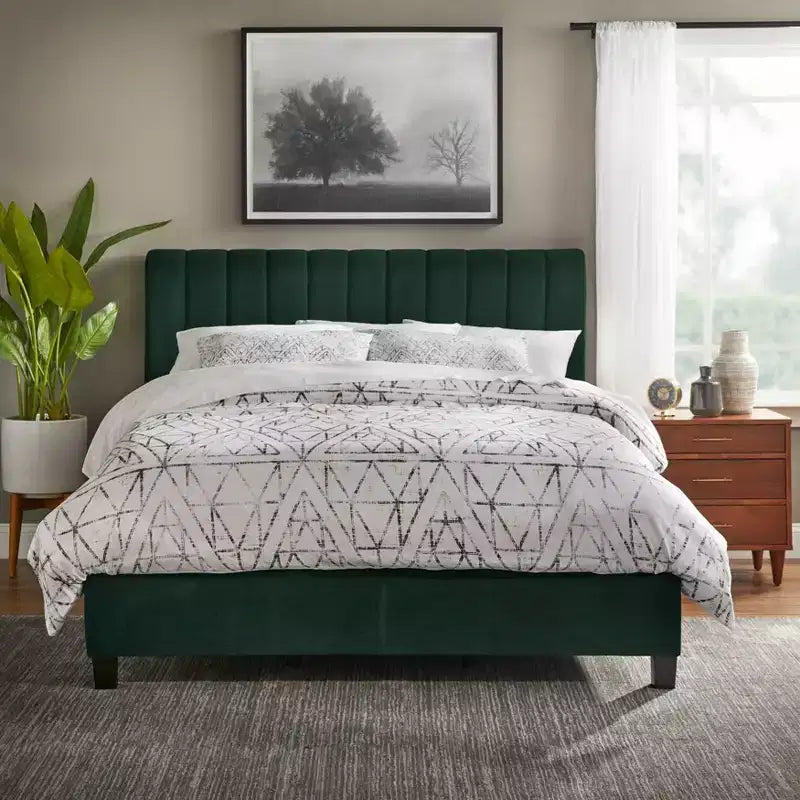 Kopfteil Queen Channel Tufted, gepolstert, Holzrahmen, Schaumstofffüllung, 170 x 129 cm