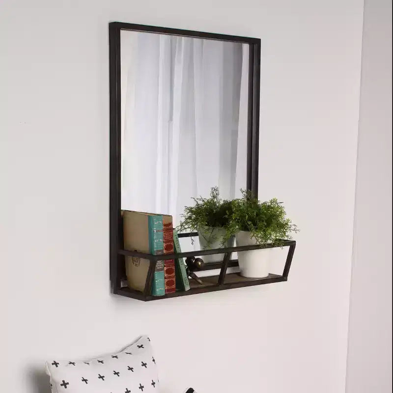 22 x 29 Zoll Schwarz Metallgerahmter Rechteckiger Wandspiegel, Keine Montage Erforderlich