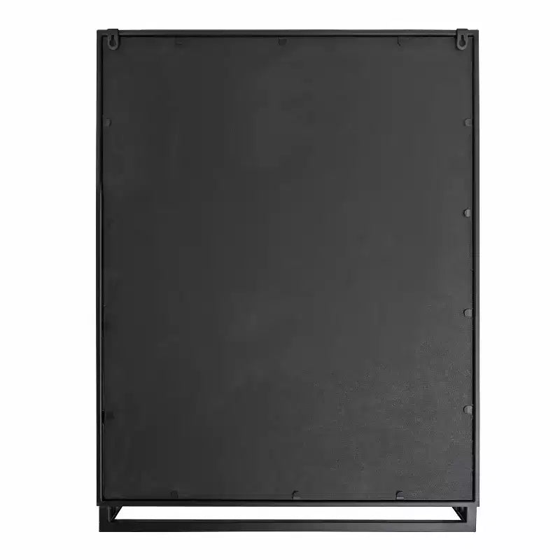 22 x 29 Zoll Schwarz Metallgerahmter Rechteckiger Wandspiegel, Keine Montage Erforderlich