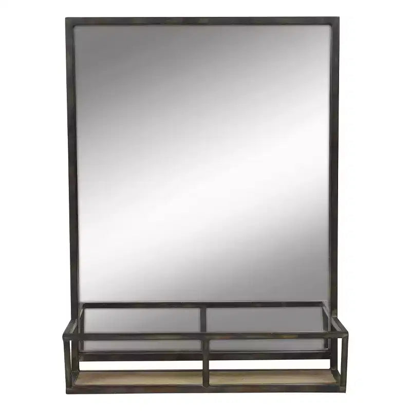 22 x 29 Zoll Schwarz Metallgerahmter Rechteckiger Wandspiegel, Keine Montage Erforderlich