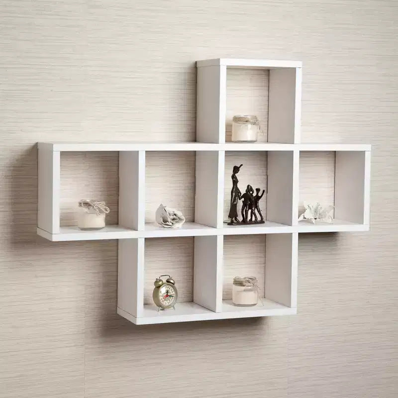 Wandregal mit 7 Fächern, laminiert, Weiß, 78,7 x 58,4 cm, keine sichtbaren Beschläge